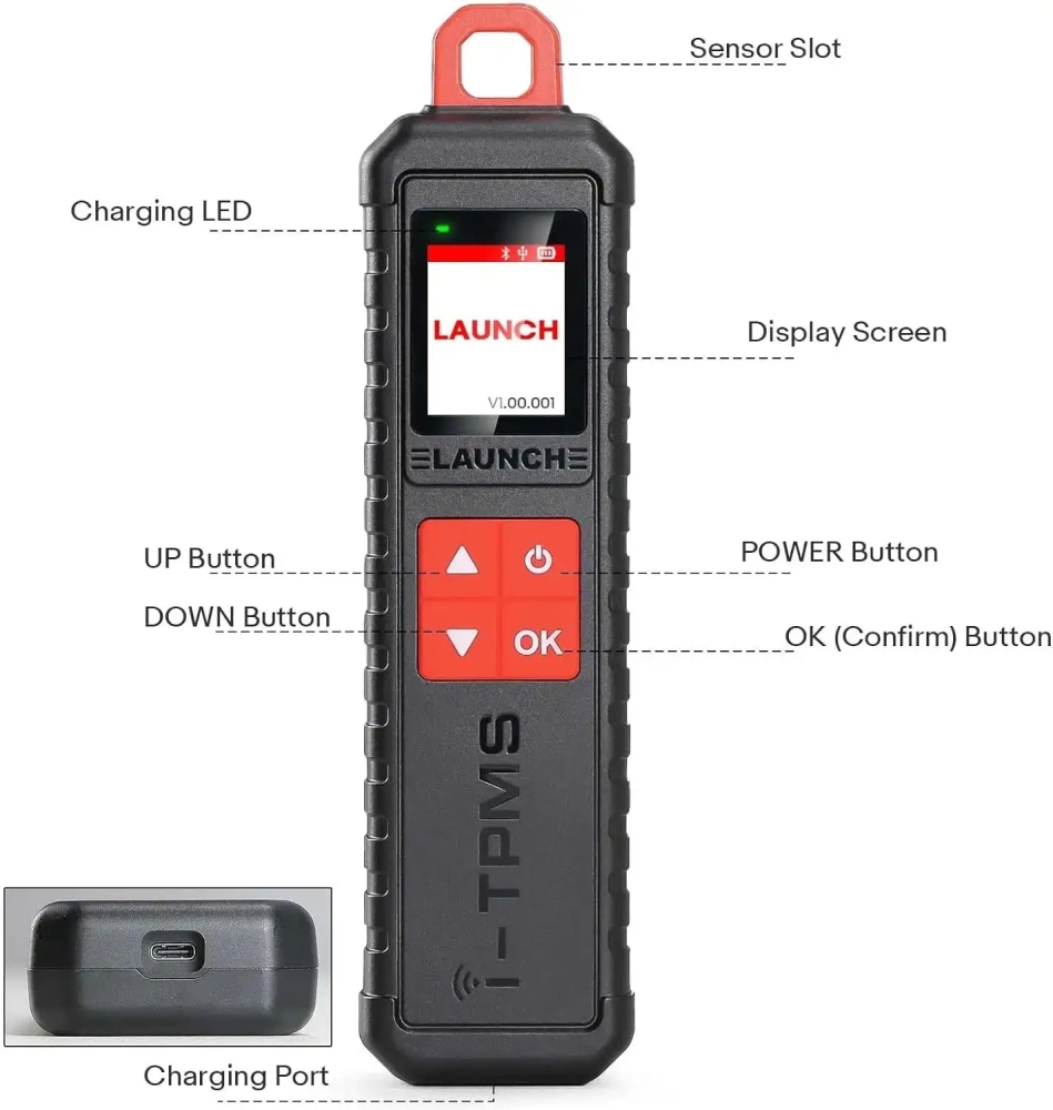 LAUNCH X431 I-TPMS Car Tire Pressure Diagnostic Tool Relearn Active Program 315/433Mhz Sensor for Android /X431 V pk TSGUN