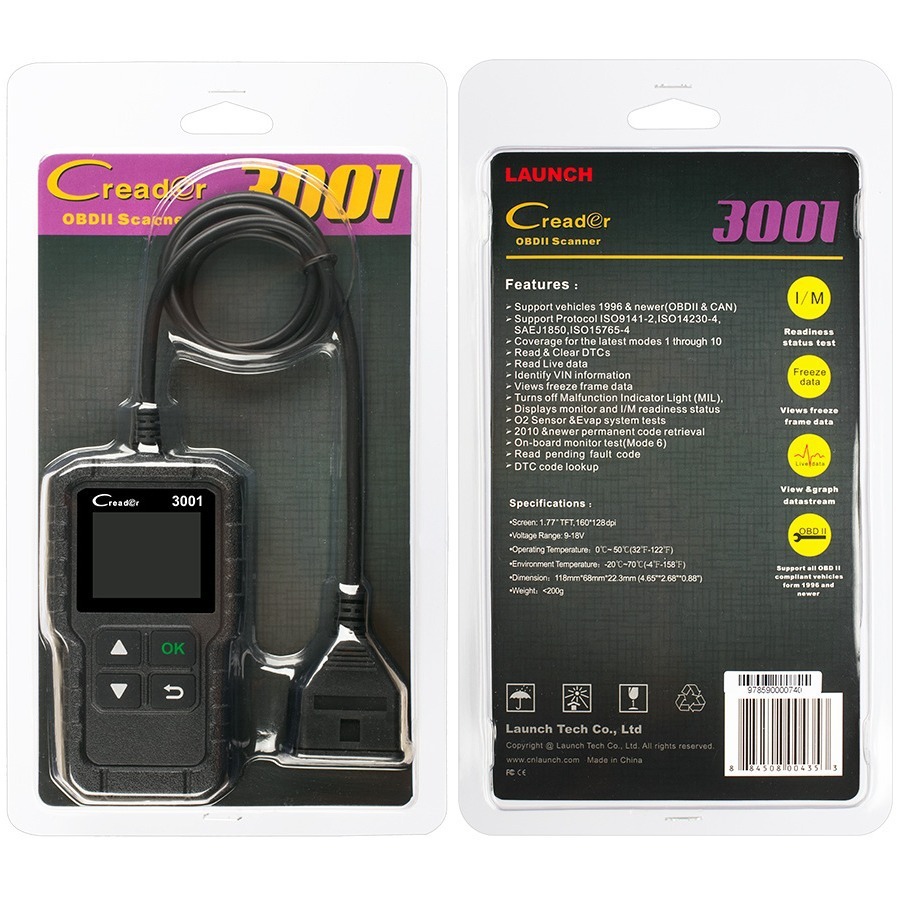LAUNCH X431 CR3001 Car Full OBD2 Diagnostic Tools Automotive Professional Code Reader Scanner Check Engine Free Update pk ELM327