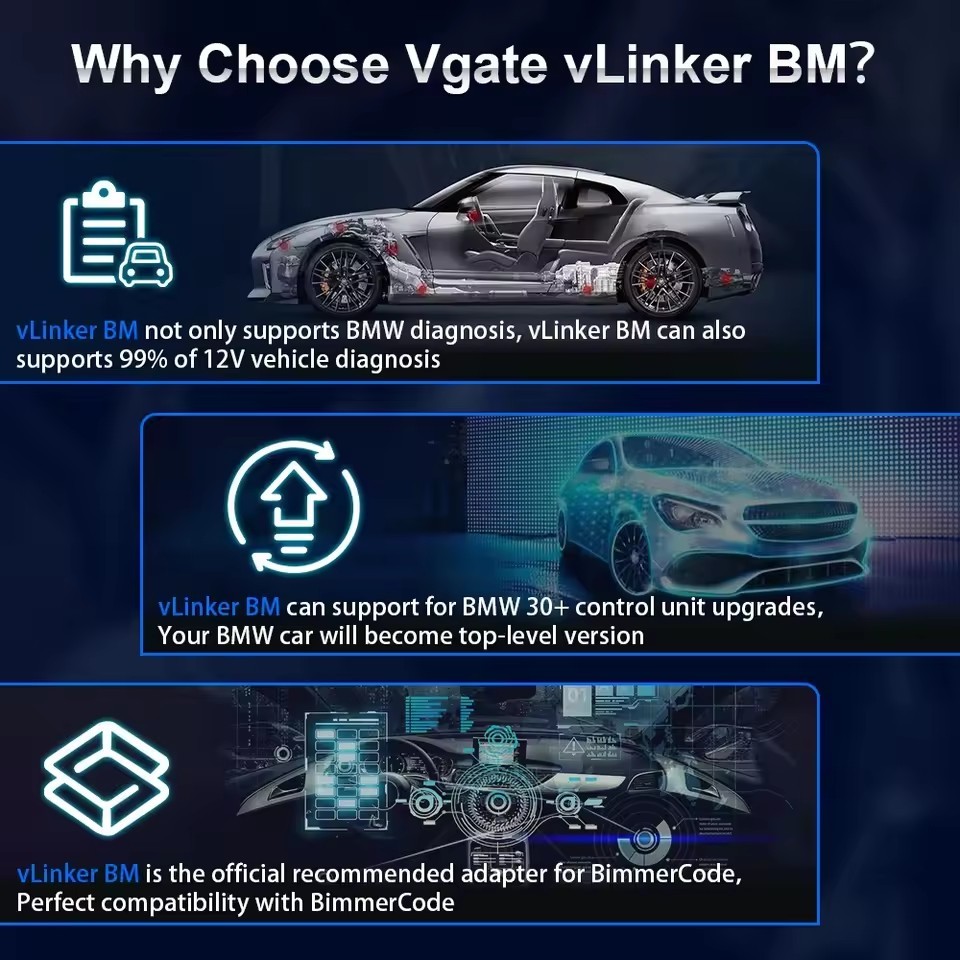 Vgate vLinker BM ELM327 For BMW Scanner Wifi Bluetooth 4.0 OBD2 OBD 2 Car Diagnostic Auto Scan Tool Bimmercode ELM 327 V1.5 V1 5