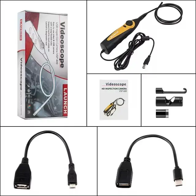 LAUNCH VSP-600 Borescope Inspection Camera IP67 Waterproof VSP600 Videoscope 5.5MM 6 LED Light for X431 Series USB Endoscope