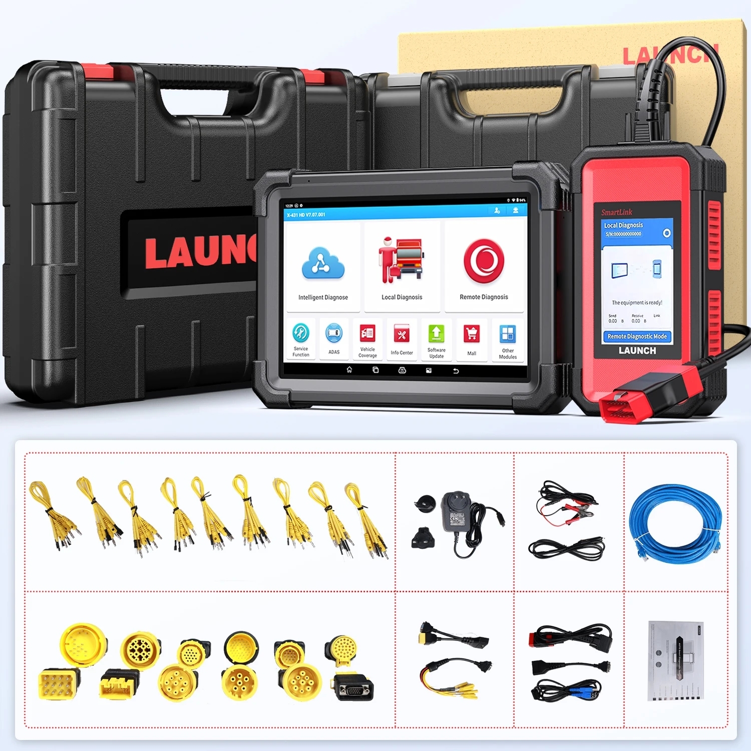 LAUNCH X431 V+ SmartLink C HD Heavy Duty Truck Diagnostic Scanner 12v~24v Diesel Machinery Bus Scan Tool