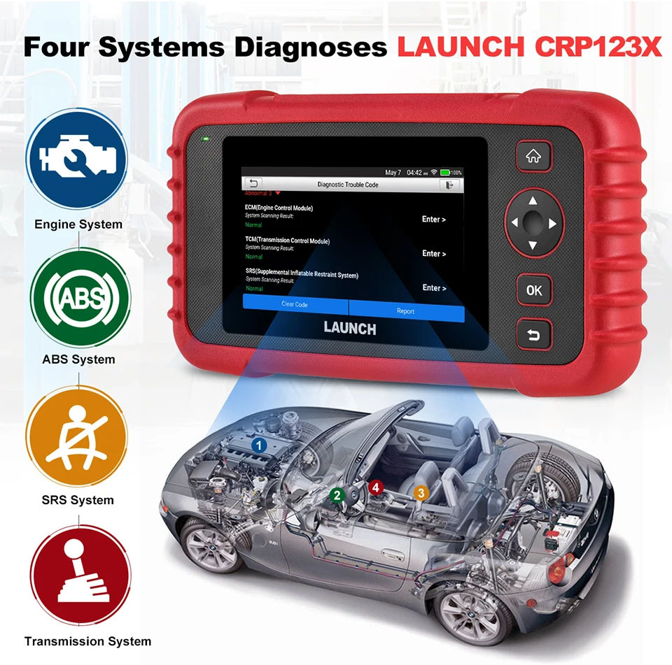 LAUNCH X431 CRP123X Car OBD2 Diagnostic Tools Obd2 Scanner Engine ABS Airbag SRS AT Code Reader Free Update Automotive Tools