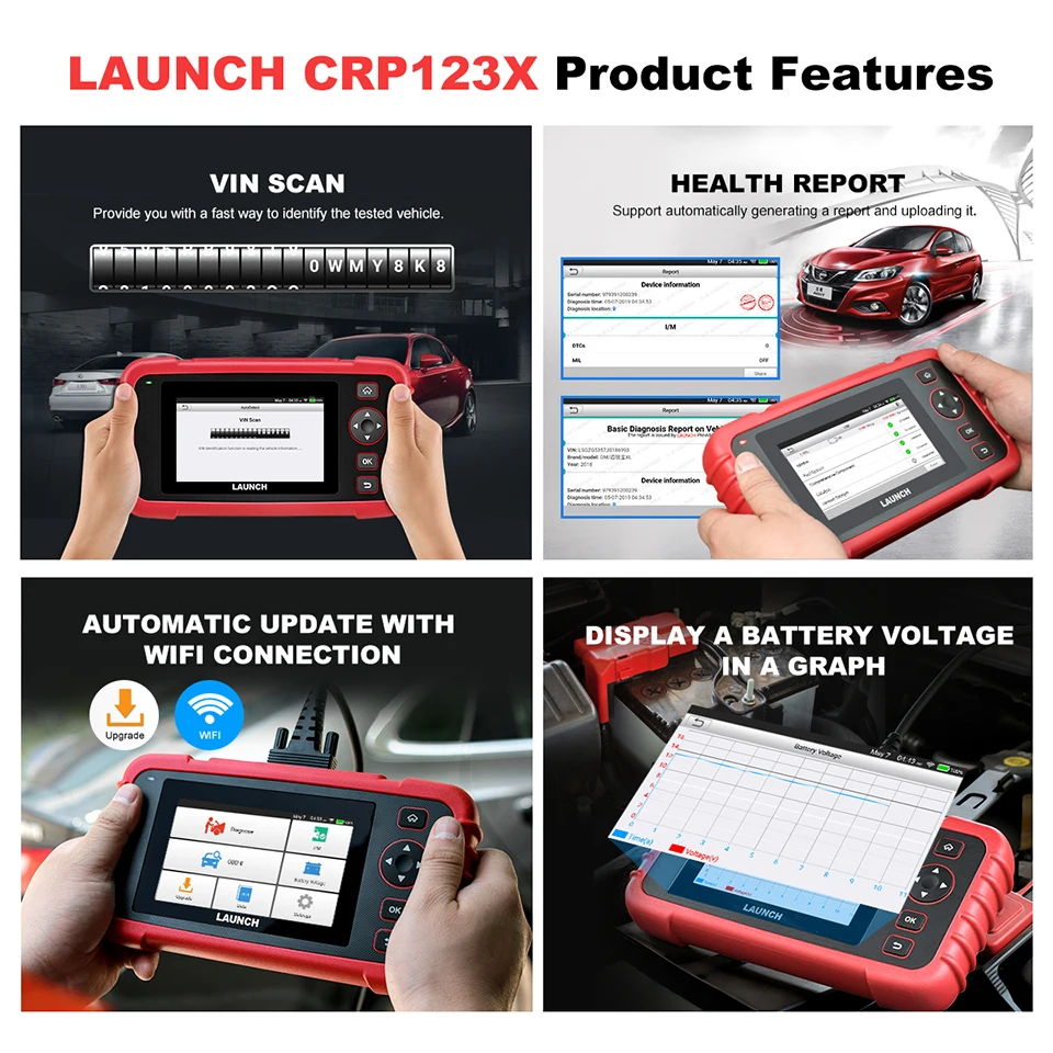 LAUNCH X431 CRP123X Car OBD2 Diagnostic Tools Obd2 Scanner Engine ABS Airbag SRS AT Code Reader Free Update Automotive Tools