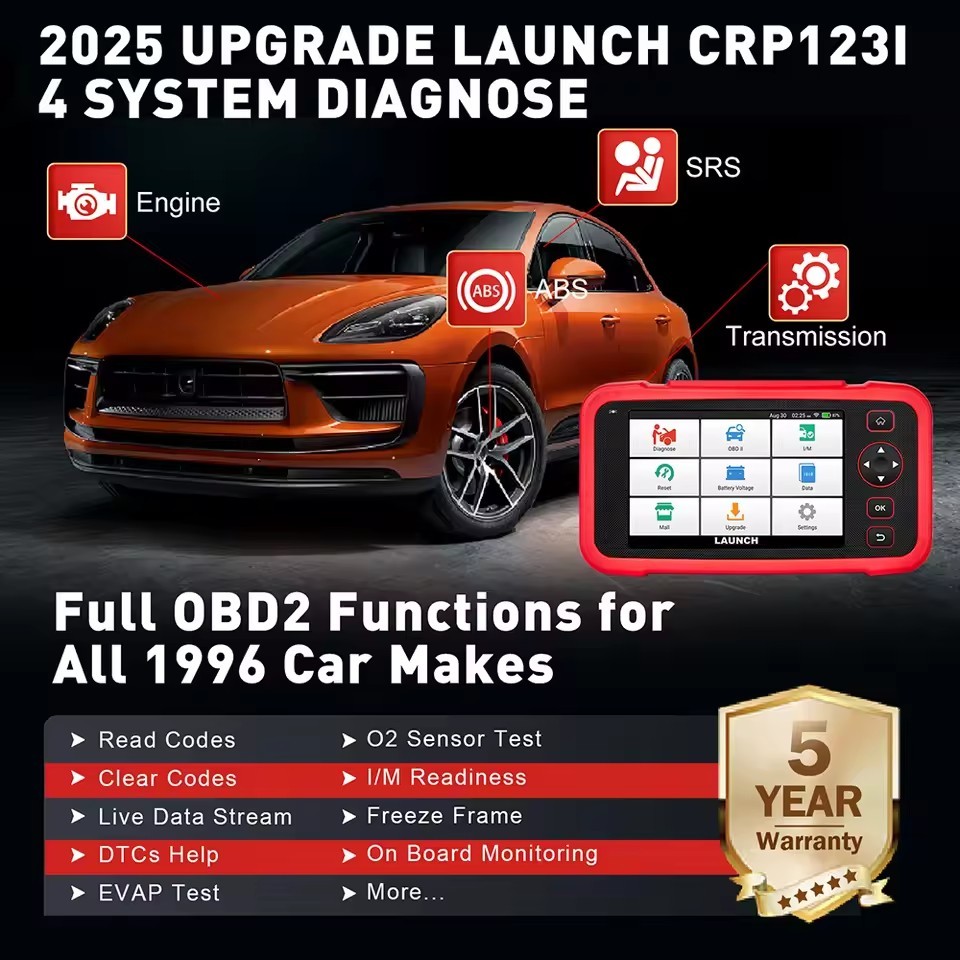 2025 New-LAUNCH X431 CRP129i V2.0 OBD2 Scanner Car Diagnostic Tools ABS SRS Engine AT 4 System Scanner + 12 Reset Free Update