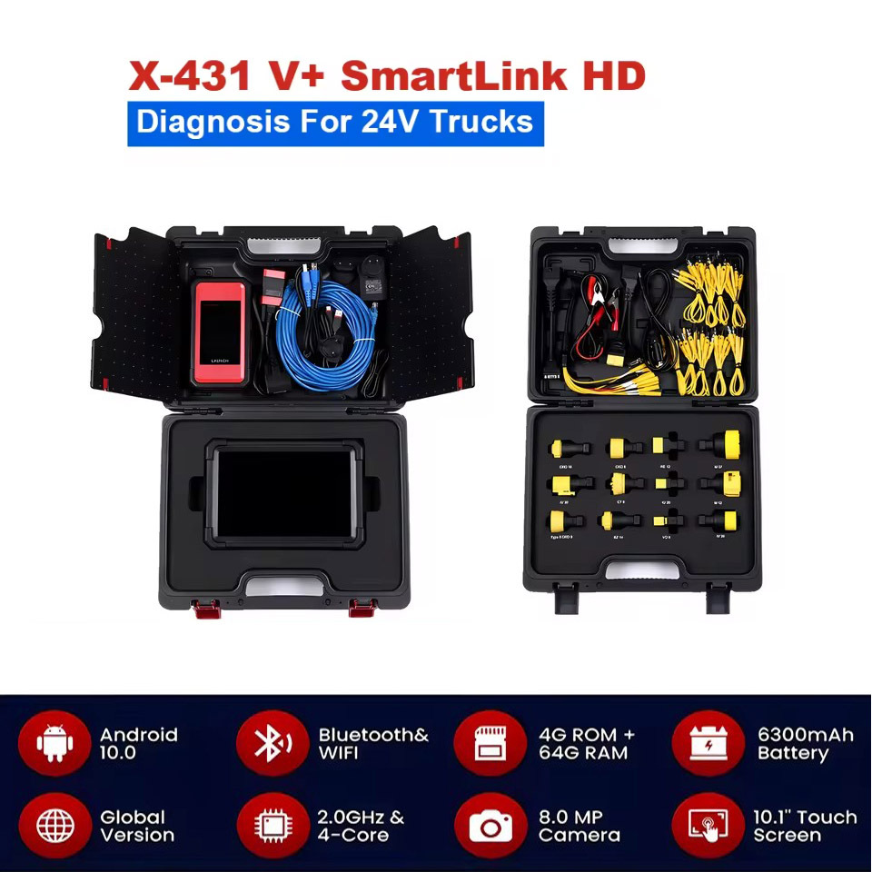 LAUNCH X431 V+ SmartLink C HD Heavy Duty Truck Diagnostic Scanner 12v~24v Diesel Machinery Bus Scan Tool