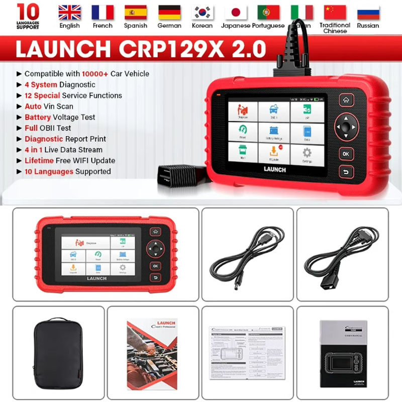 LAUNCH CRP129X V2.0 OBD2 Scanner DIY Code Reader Car Scan Tool Autoscanner Automotive Diagnostic Tools Diagnosis