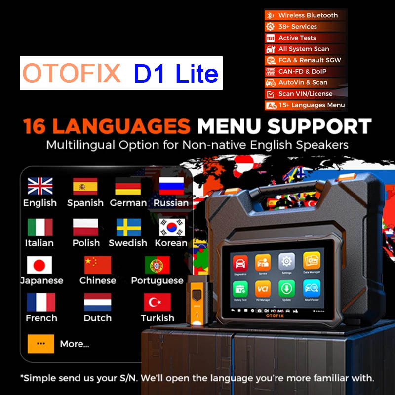 OTOFIX D1 LITE OBD2 Scanner Car Diagnostic Tool Bluetooth Wireless Bi-Directional Control OBD Automotive Scan Tool Active Test