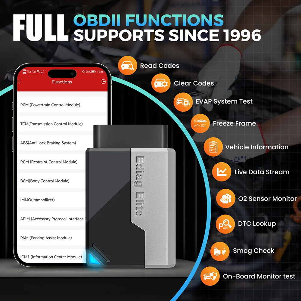 Kingbolen Ediag elite ALL Software Bi Directional 15 Reset CANFD Protoco OBD2 Scanner No Subscription Lifetime Update
