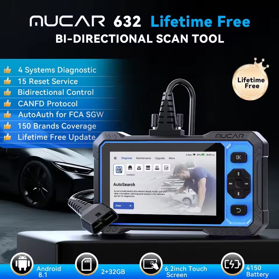 THINKCAR MUCAR 632 Bidirectional Automotive Tools Life Free Obd2 Scanner CANFD 15 Reset 4 System Diagnostic Auto OBD Scanners