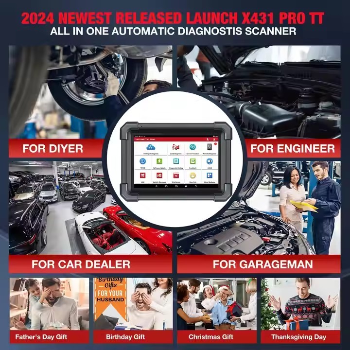 LAUNCH X431 PRO TT 8 inch Car Diagnostic Tool DBSCar VII Connector 37+ Reset Bi-directional ECU Online Coding CANFD Key IMMO