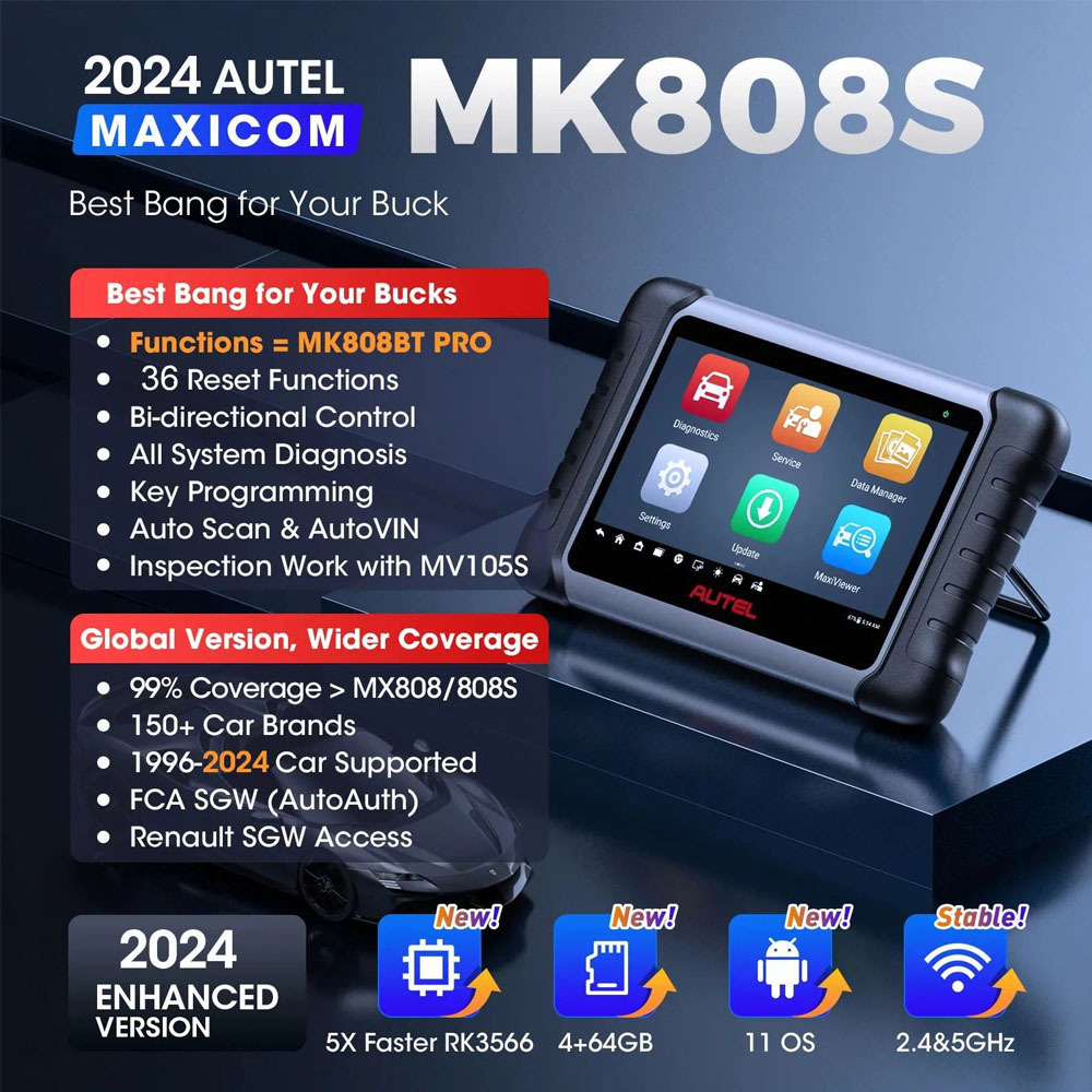 Autel MAXICOM MK808S Pro OBD2 Scanner Bi-directional Diagnostic Tools All System Code Reader PK MK808BT MX808S