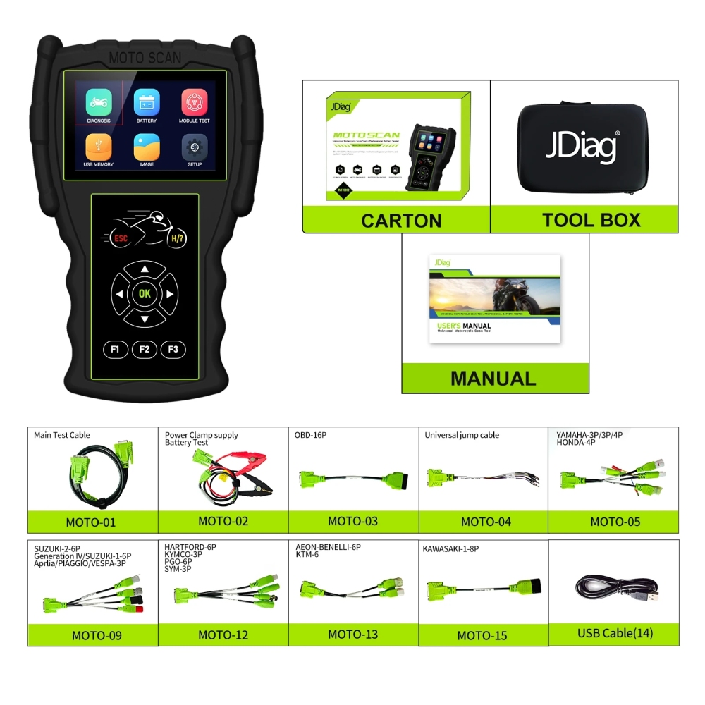 JDiag M100 Pro Motorcycle Diagnostic Scanner OBD2 Fault Diagnostic Tool Motorbike Code Reader For BMW Kawasaki Yamaha Suzuki KTM