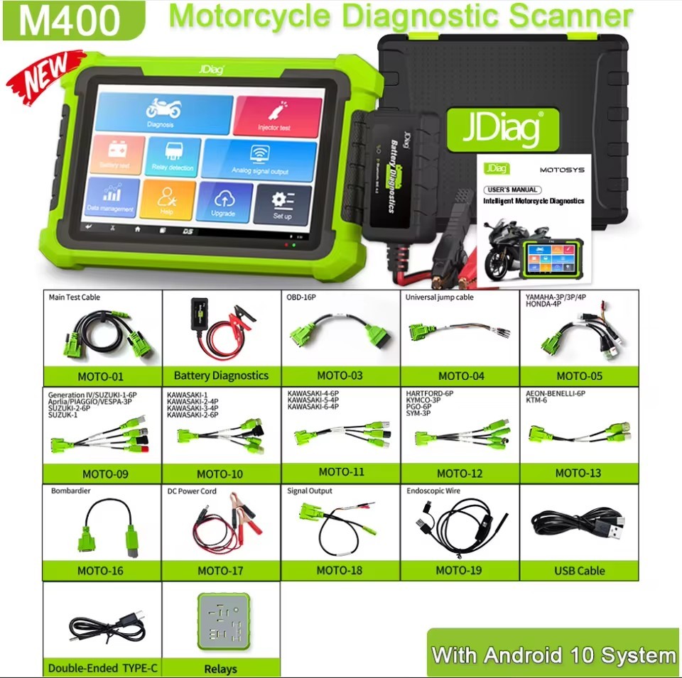 JDiag M400 Motorcycle Diagnostic Scan Tool ABS Test&Data Printing Battery Test for electronic fuel injection(EFI) motor Scanner