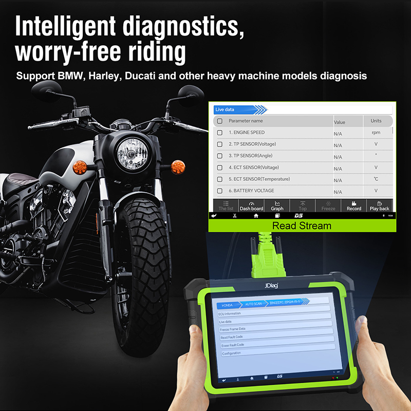 JDiag M400 PRO Motorcycle Diagnostic tool OBD2 Scanner for BMW \  Harley \ Ducati Heavy Machines