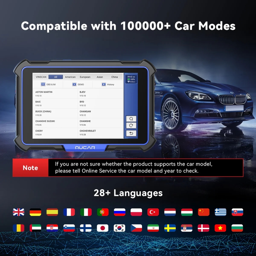 MUCAR VO8 Profession Auto OBD2 Scanner Full System 34 Reset ECU Coding Action Test Car Diagnostic Tools