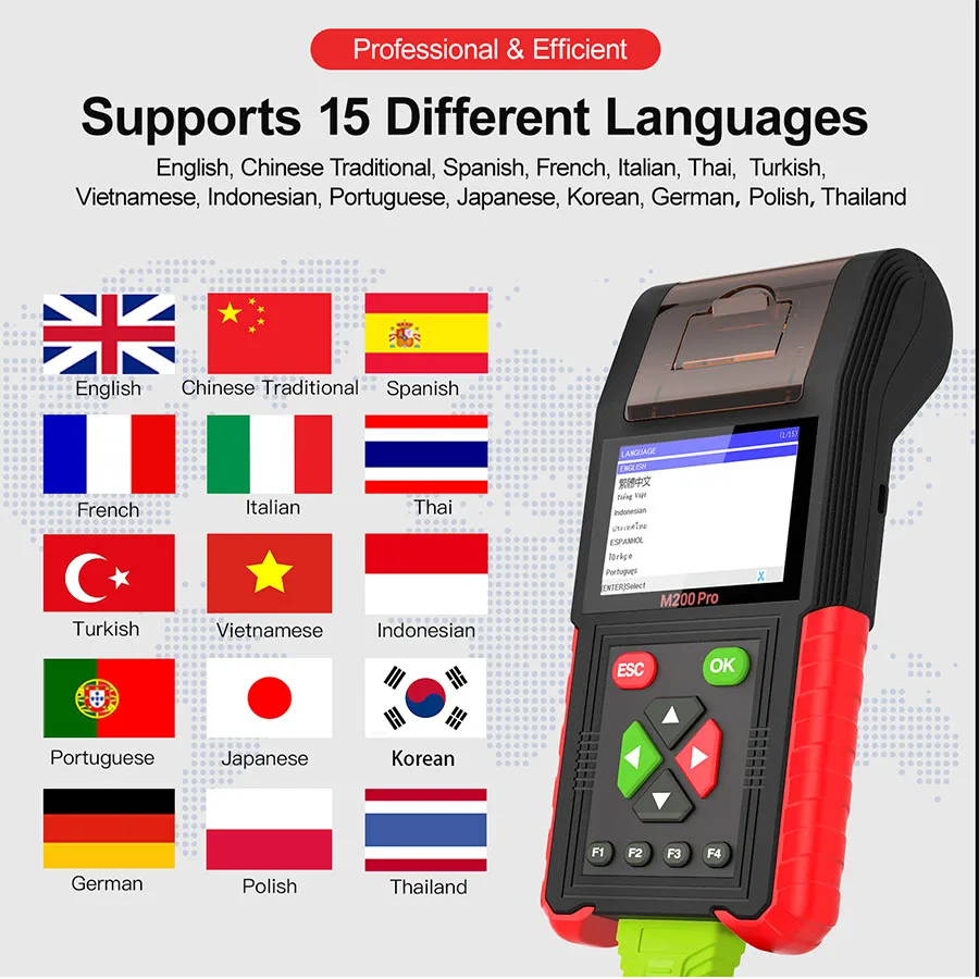 JDiag M200 Pro Diagnostic Scanner with Honda ECU Remap Scanner Battery Tester ABS System Fault Codes For Universal Motorcycle