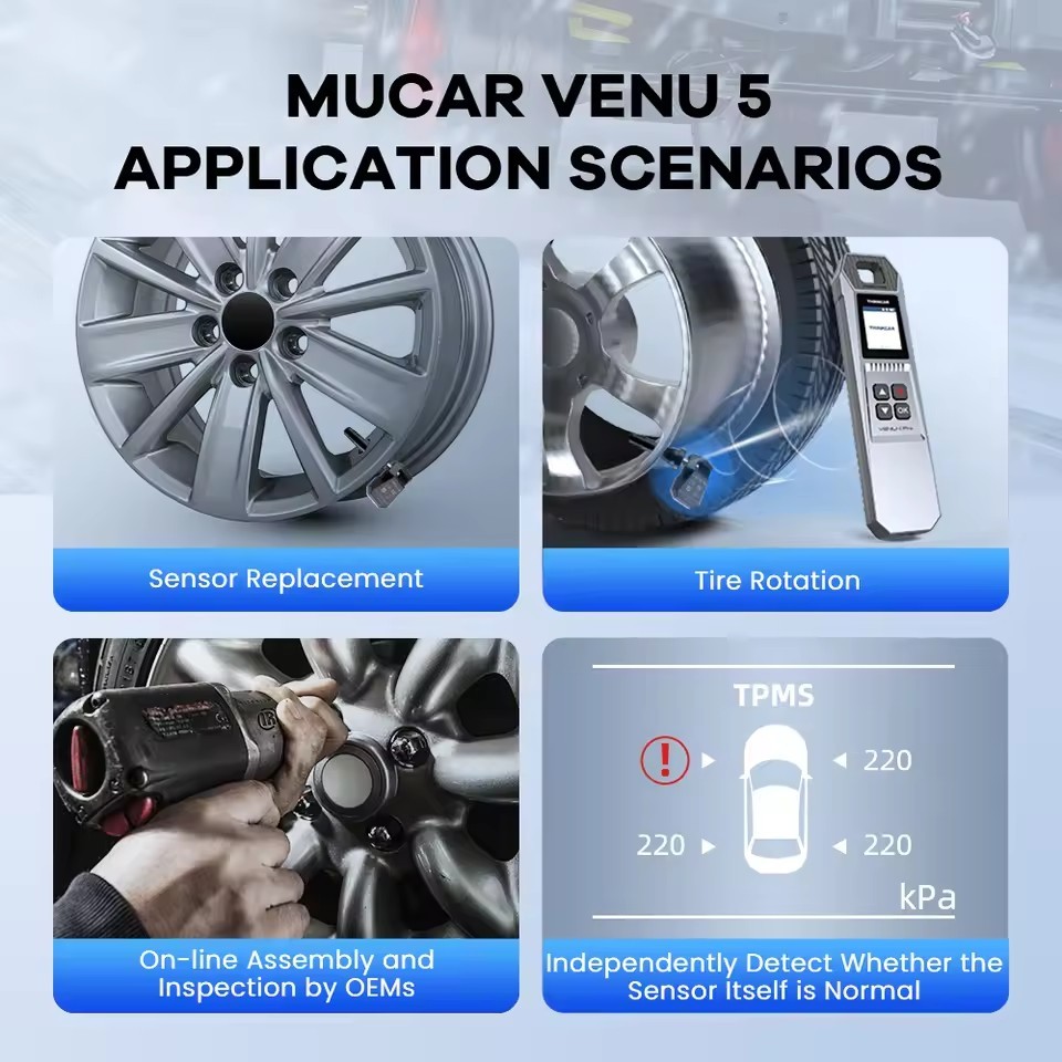 4pcs/set MUCAR VENU 5 TPMS Sensor Car Tire Pressure Monitor Tester 315MHz&433MHz Tire Repair Tool Learning/ Activate/Programming