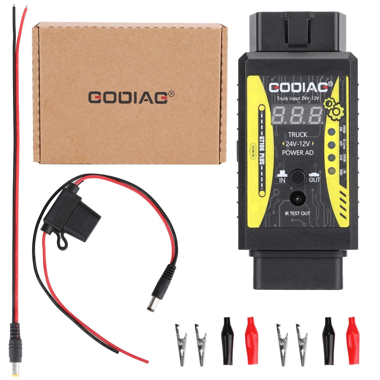 GODIAG GT106 PLUS 24V to 12V Heavy Duty Truck Adapter for X431 easydiag/ Golo/ IDIAG/ ThinkCar/ ICarScan/ Diagun/ DBScar II