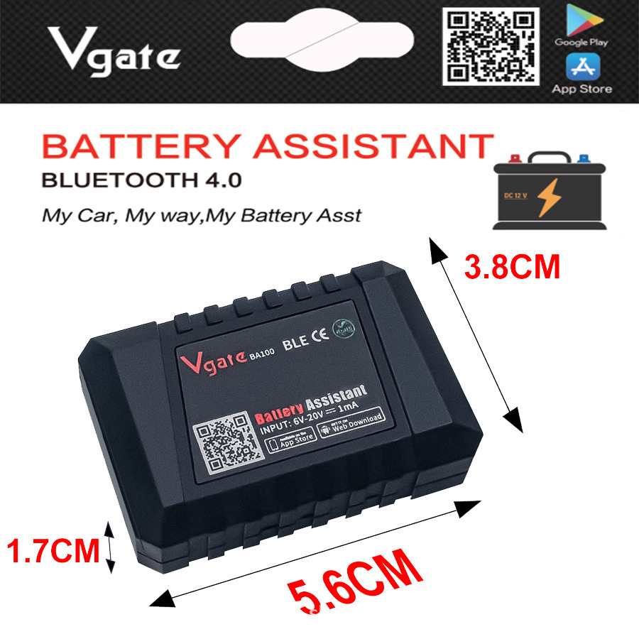 Vgate BA100 Car Battery Tester 12V Monitor Bluetooth 4.0 Battery Assistant Auto Analyzer Tester for Android/IOS