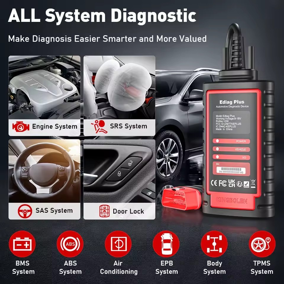 KINGBOLEN EDIAG Plus All System OBD2 Diagnostic Scanner, Intelligent Scan Tool with with CAN-FD Protocol,15+ Reset,ECU Coding PK Thinkdiag2