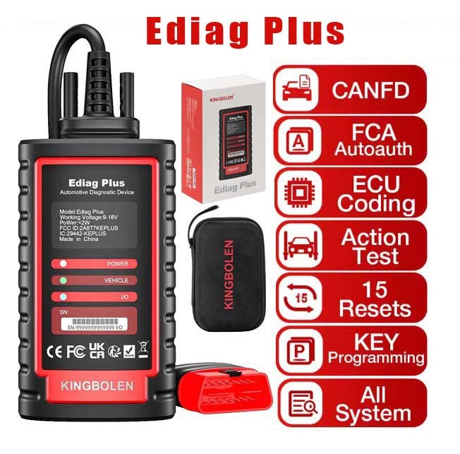 KINGBOLEN EDIAG Plus All System OBD2 Diagnostic Scanner, Intelligent Scan Tool with with CAN-FD Protocol,15+ Reset,ECU Coding PK Thinkdiag2