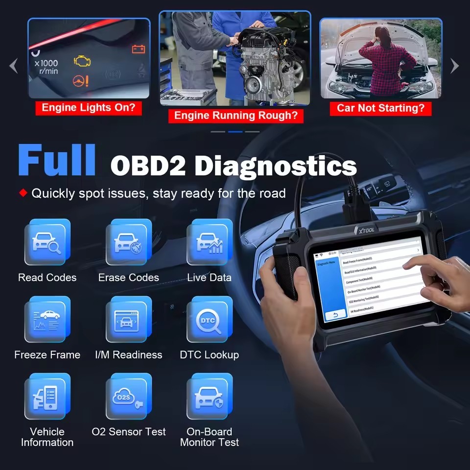 XTOOL D5S Car Diagnostic Tools 5 System Auto OBD2 Scanner 16+ Reset Lifetime Free Update ECU Reset ABS EPB SRS Engine AT Scanner