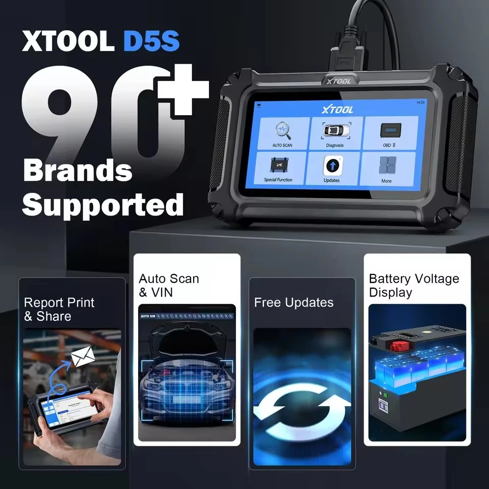 XTOOL D5S Car Diagnostic Tools 5 System Auto OBD2 Scanner 16+ Reset ...