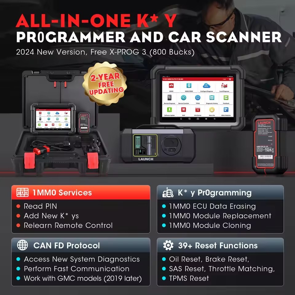 LAUNCH X431 IMMO ELITE Bidirectional Tool with X-PROG3 Key Programmer, Full Systems, 39+reset,V.A.G Guided