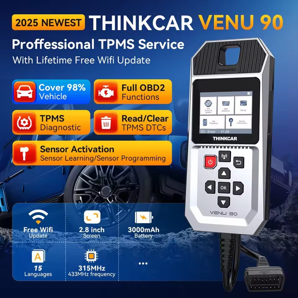 THINKCAR VENU 90 TPMS Tire Pressure Tool Relearn Activate Sensors Programming for 315MHz/433MHz Car OBD2 Code Reader Diagnostic