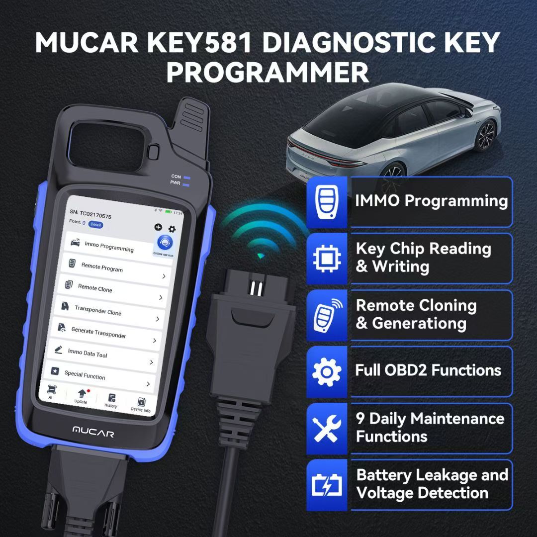 MUCAR KEY581 Universal Key Generator Kit Key Fob Programmer Immobilizer Tool Key Creation IMMO Learning Chip Read Write Cloning