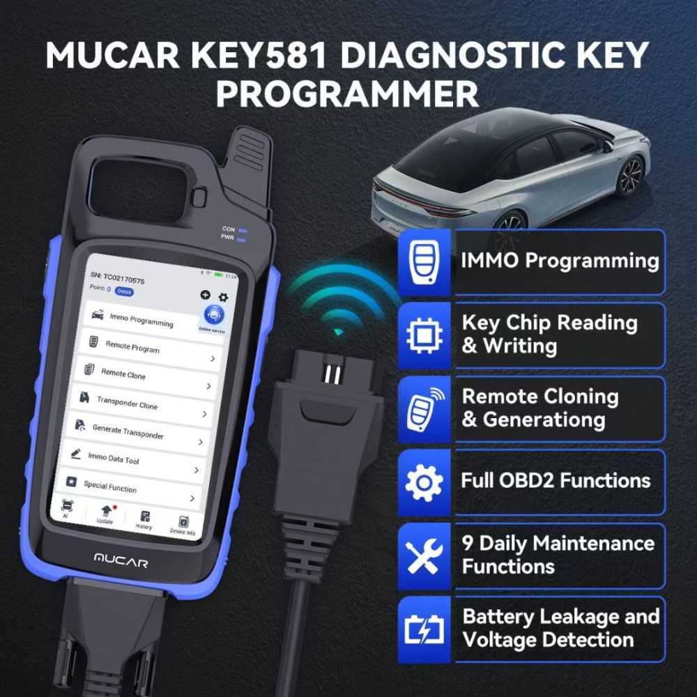 MUCAR KEY581 Universal Key Generator Kit Key Fob Programmer Immobilizer Tool Key Creation IMMO Learning Chip Read Write Cloning