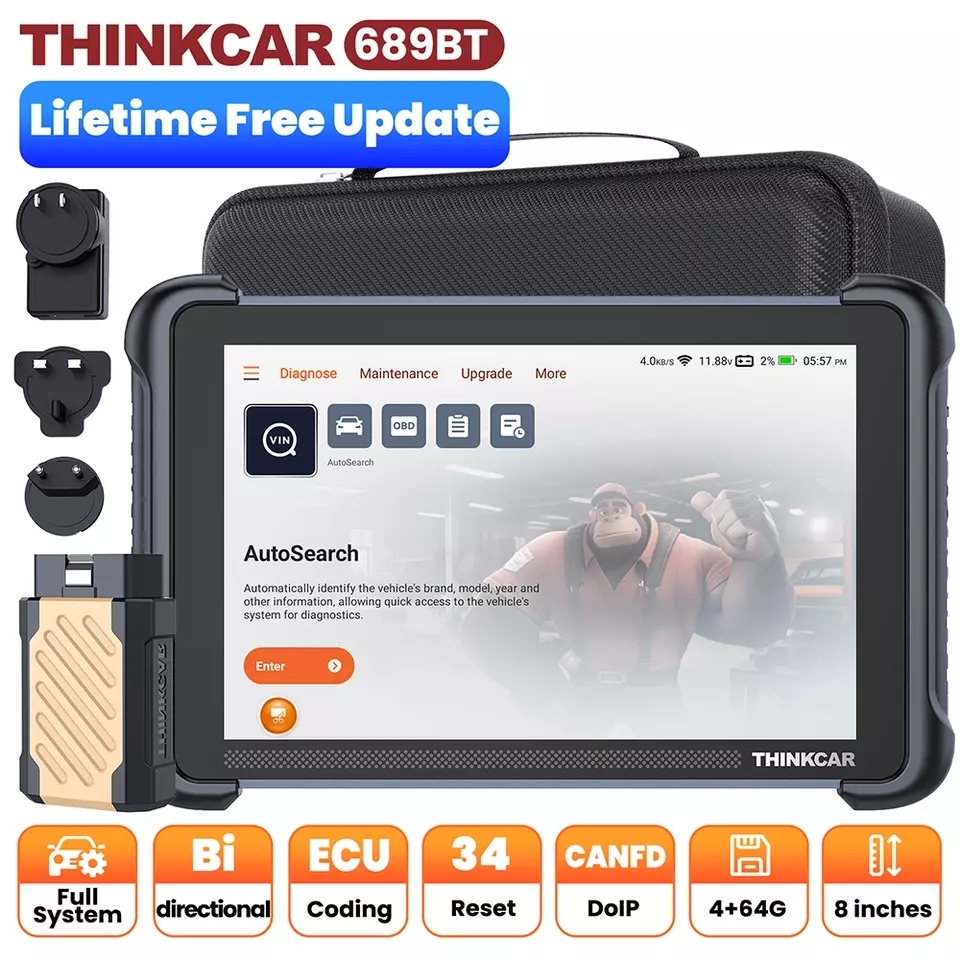 Global Version THINKCAR THINKSCAN 689BT OBD2 Diagnostic Tool DOIP CANFD Bi-directional ECU Coding 35 Resets Lifetime Free Update