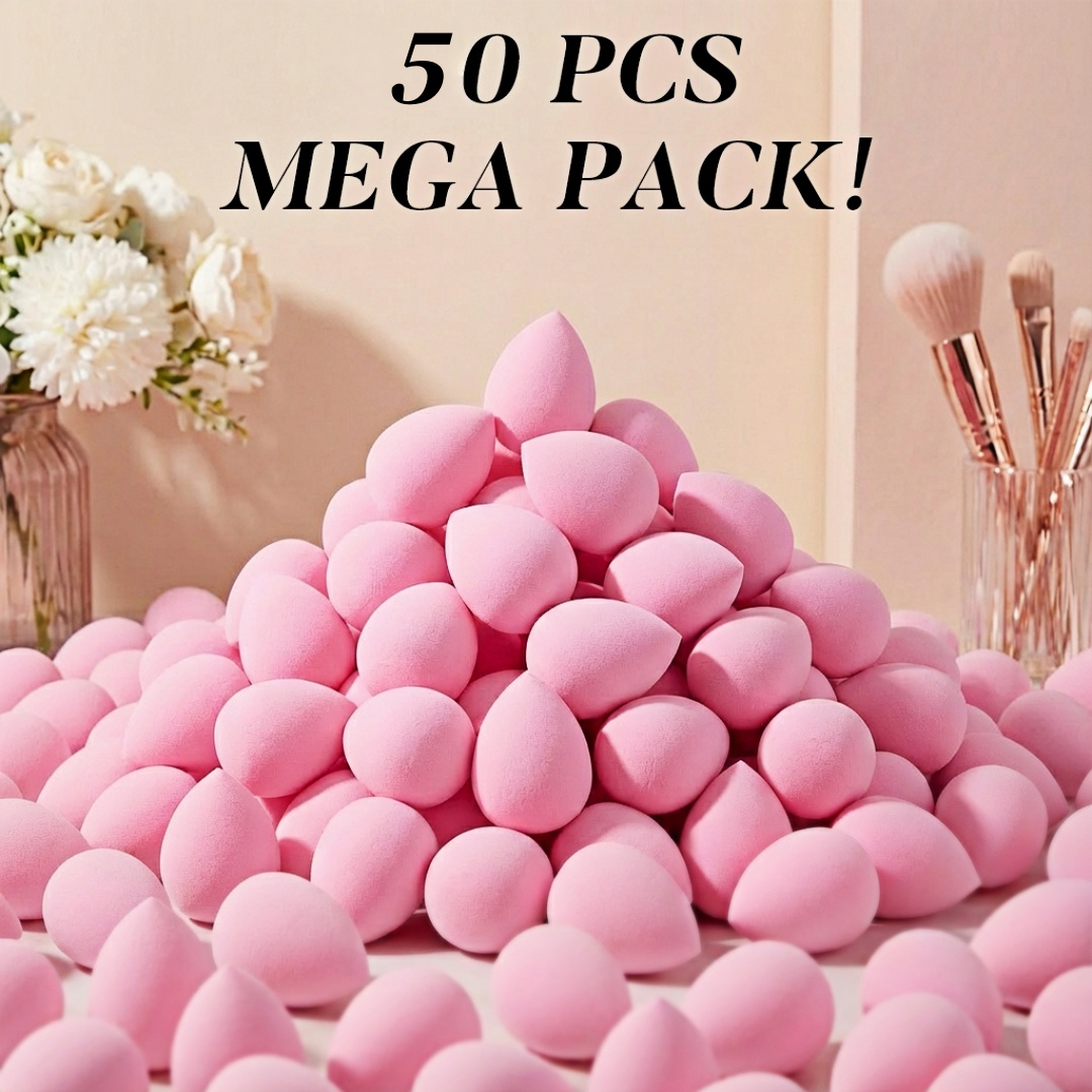 PINK MAKEUP SPONGE 50PCS/100PCS - SOFT AND SKIN-FRIENDLY, PERFECT FOR FLAWLESS BASE MAKEUP, QUICK APPLICATION, PORTABLE AND DURABLE, ULTRA-SOFT, BOUNCY, AND SMOOTH