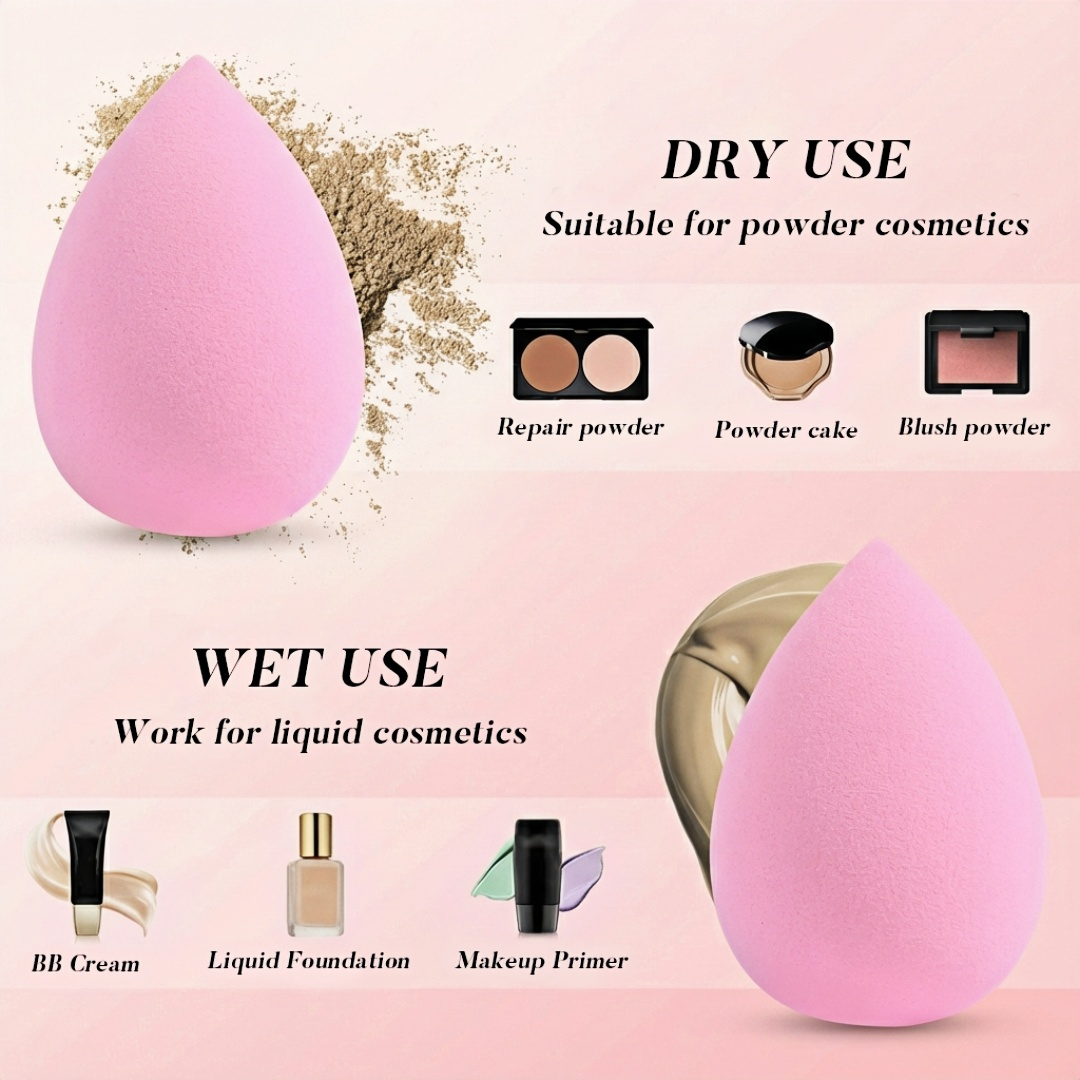 PINK MAKEUP SPONGE 50PCS/100PCS - SOFT AND SKIN-FRIENDLY, PERFECT FOR FLAWLESS BASE MAKEUP, QUICK APPLICATION, PORTABLE AND DURABLE, ULTRA-SOFT, BOUNCY, AND SMOOTH