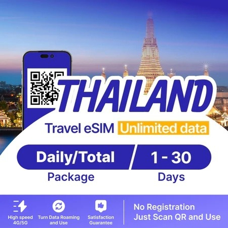 【Thailand eSIM Unlimited】Thailand  eSIM【 Unlimited Data 4G/5G】【Google Instagram Whatsapp etc | High Speed | 3-7 Days 】Travel eSIM