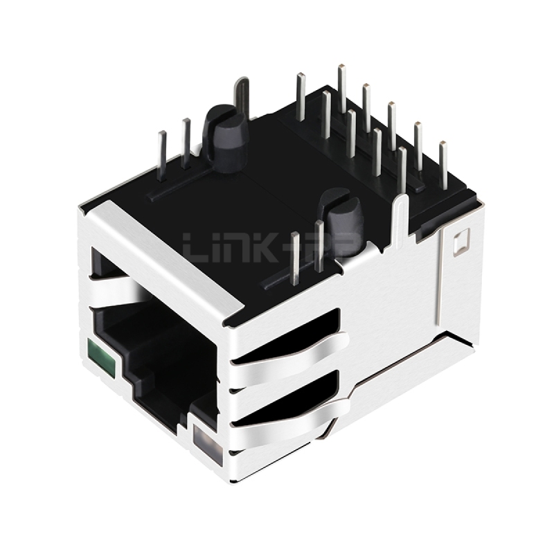 LPJG16740B4NL 100/1000 Base-T Single Port RJ45 Gigabit Magnetic Jack Tab Up Yellow&Green/Green Leds #173420