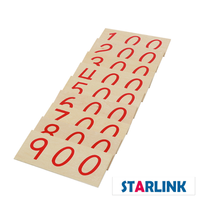 Montessori Large Wooden Number Cards with Box (1-9000)
