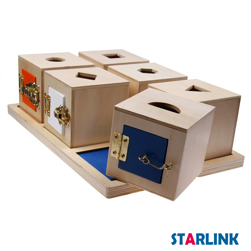 Wooden Montessori Practical Material Little Lock Box Kids Educational Toy Gift
