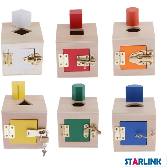Wooden Montessori Practical Material Little Lock Box Kids Educational Toy Gift