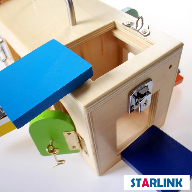 Wooden Montessori Educational Practical Material Little Lock Latch Box Toys Kids