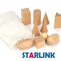 Wooden Montessori Toys Solid Figures Geometry Miniature Set in Mystery Bag Math Educational Preschool Learning Toy for Kids Children