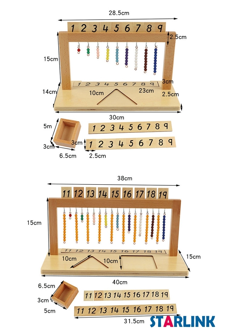 Teaching Digitals Numbers 1-20 Hanger And Color Beads Stairs Wooden Math Toys Kids Montessori Toys