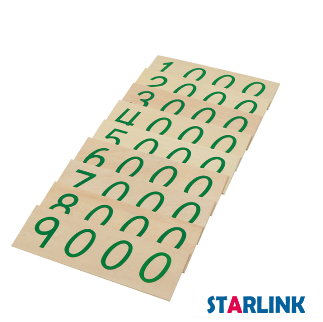 Montessori Large Wooden Number Cards with Box (1-9000)