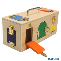 Wooden Montessori Educational Practical Material Little Lock Latch Box Toys Kids