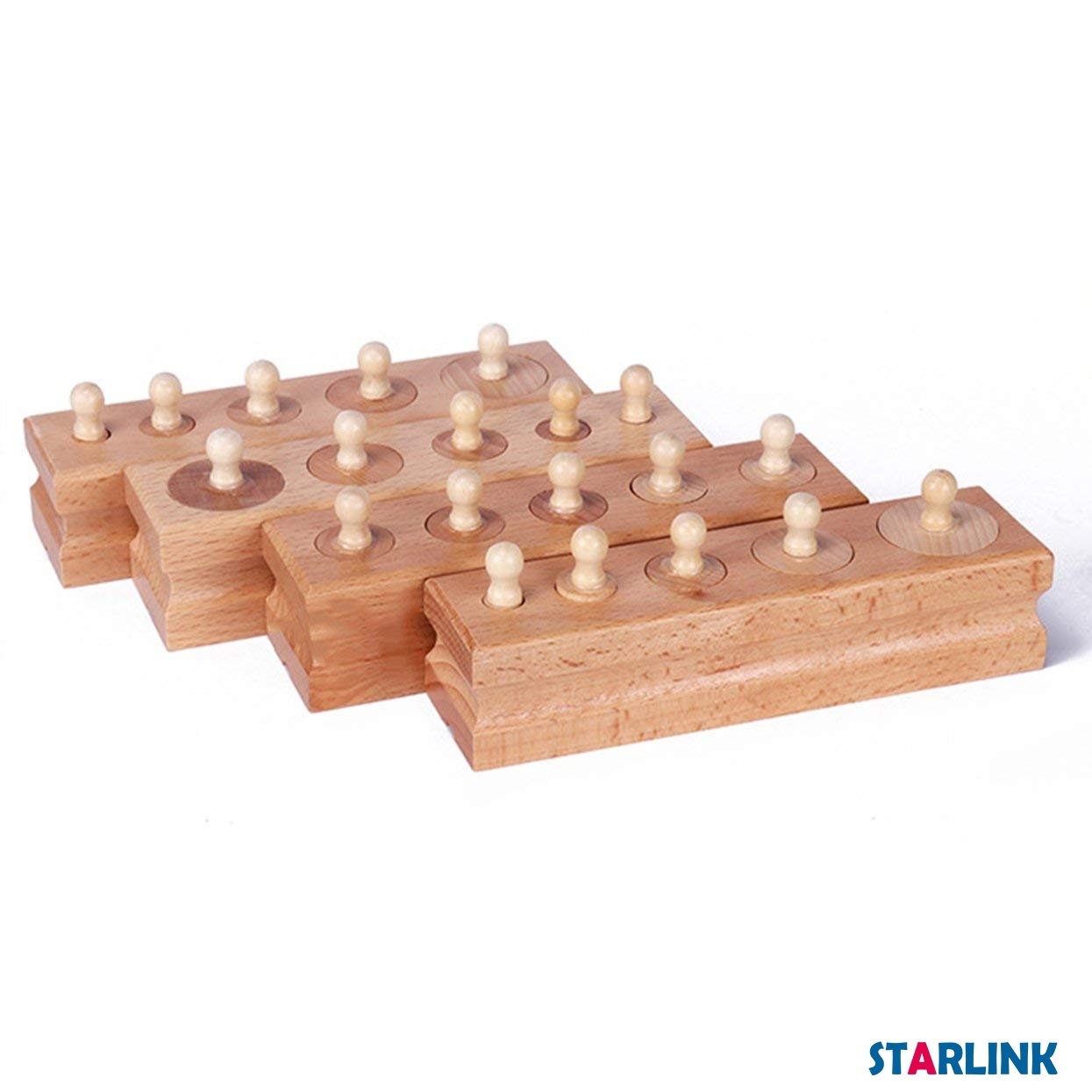 Montessori Knobbed Cylinder Socket Montessori Materials Wooden Cylinders Ladder Blocks Educational Wooden Toy Montessori Education Toy