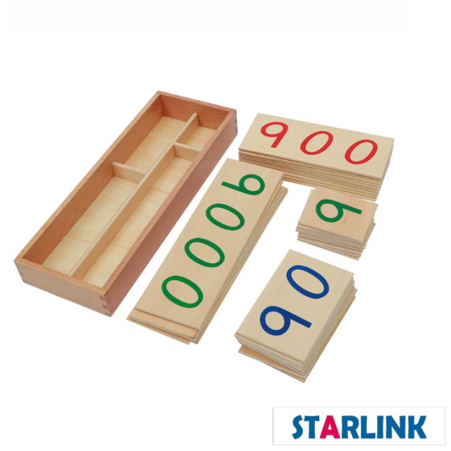 Montessori Large Wooden Number Cards with Box (1-9000)