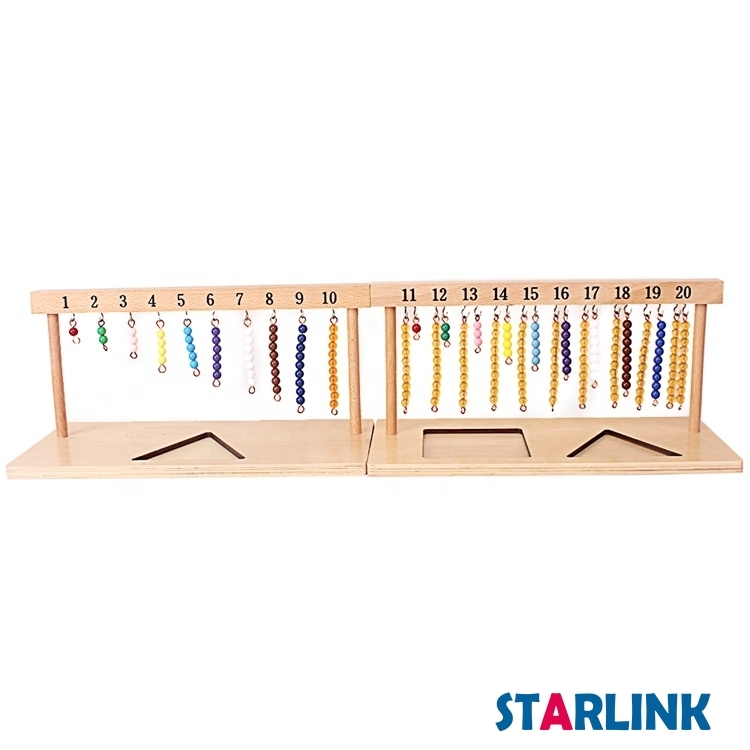 Teaching Digitals Numbers 1-20 Hanger And Color Beads Stairs Wooden Math Toys Kids Montessori Toys