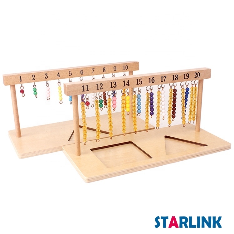 Teaching Digitals Numbers 1-20 Hanger And Color Beads Stairs Wooden Math Toys Kids Montessori Toys
