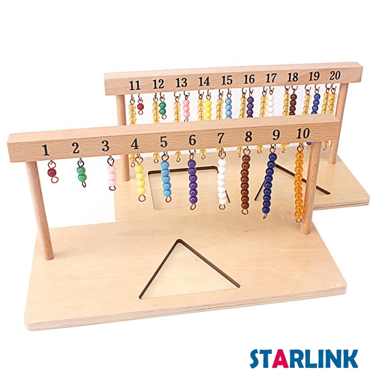 Teaching Digitals Numbers 1-20 Hanger And Color Beads Stairs Wooden Math Toys Kids Montessori Toys