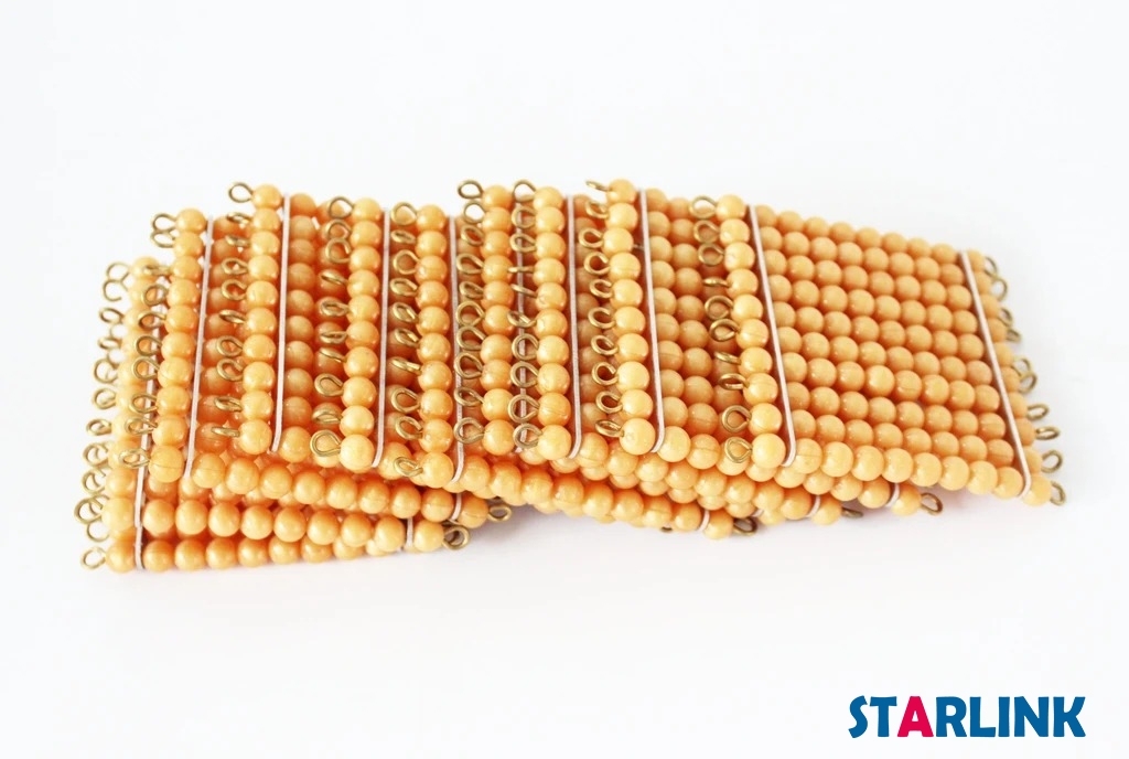 Baby Mathematics Montessori Mathmatic Material Educational Toy 10 Golden Bead Hundred Squares